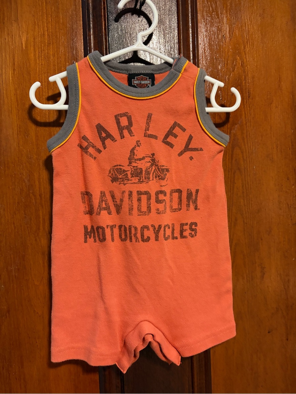 Harley-Davidson Orange and Gray Sleeveless Kids Romper
